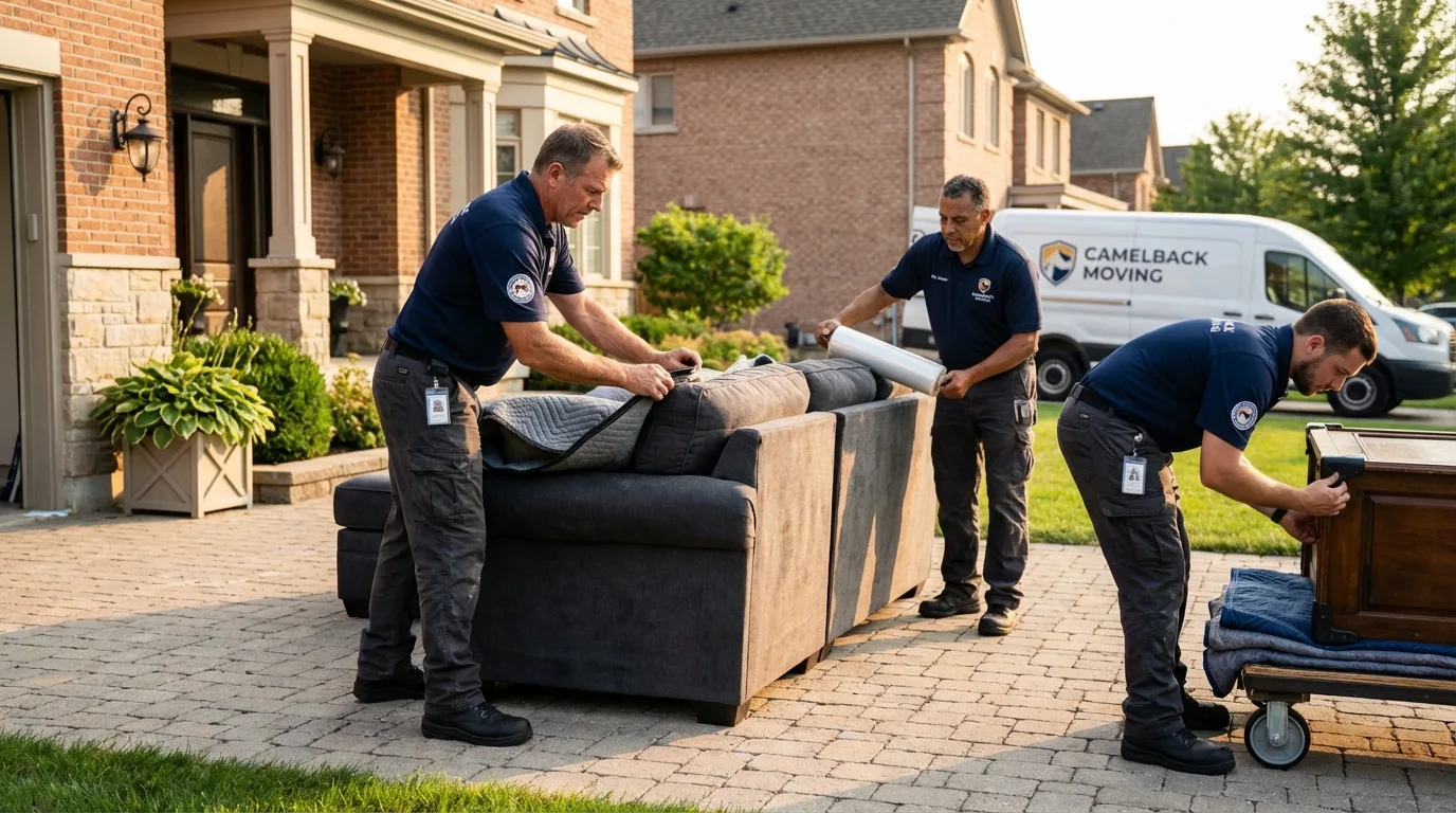 Large estate moving crew wrapping furniture in Wyoming, MI