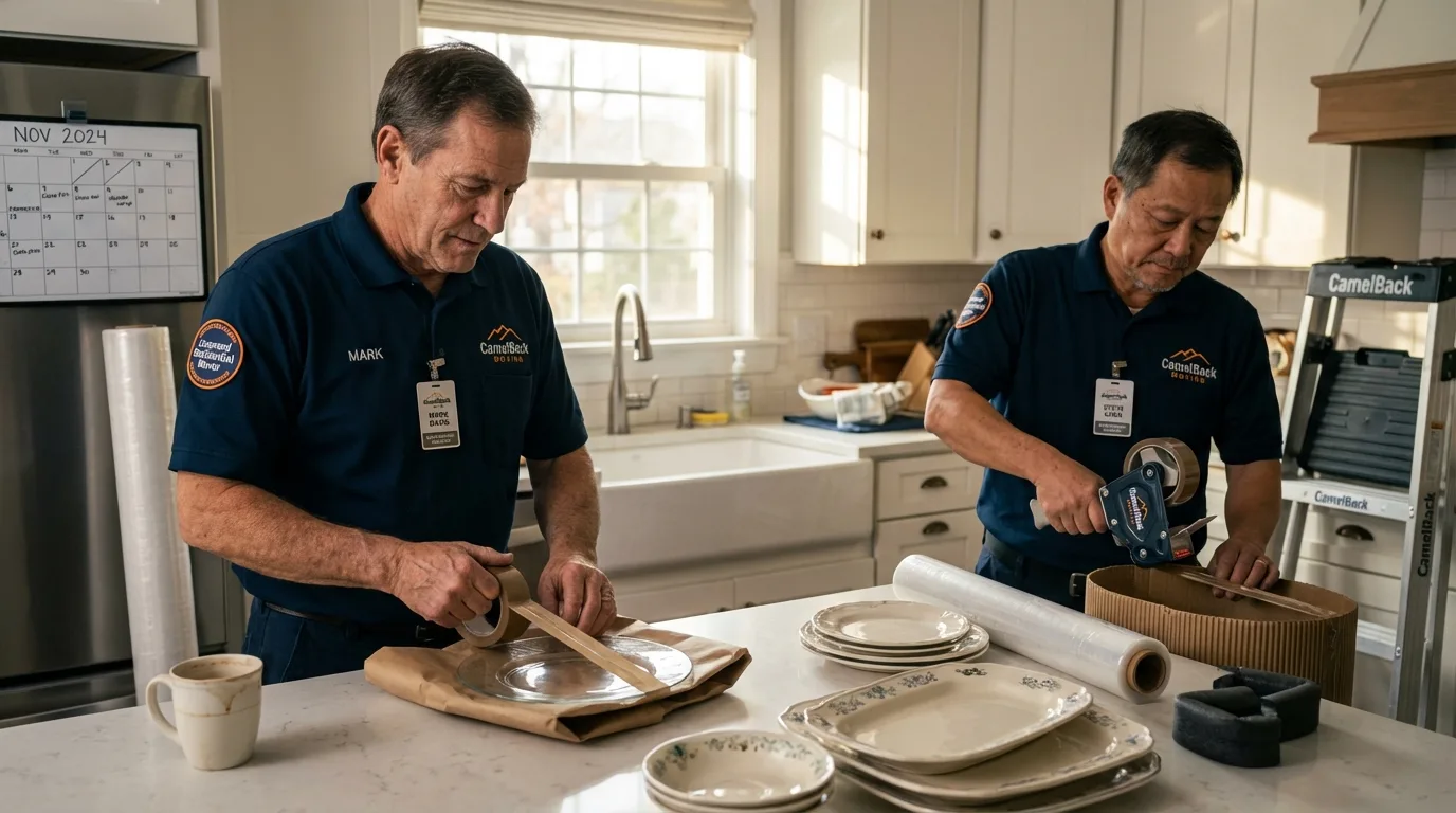 Professional crew packing kitchen dishware in Wyoming, MI